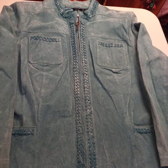 Bradley Bayou Leather Teal 1X Jacket - Picture 1 of 11